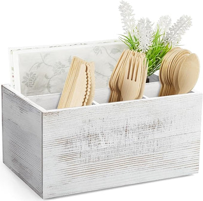 DRASTAR Silverware Caddy, Wooden Utensil Holder, Picnic Cutlery Holder by EnhanceYourDailyLife