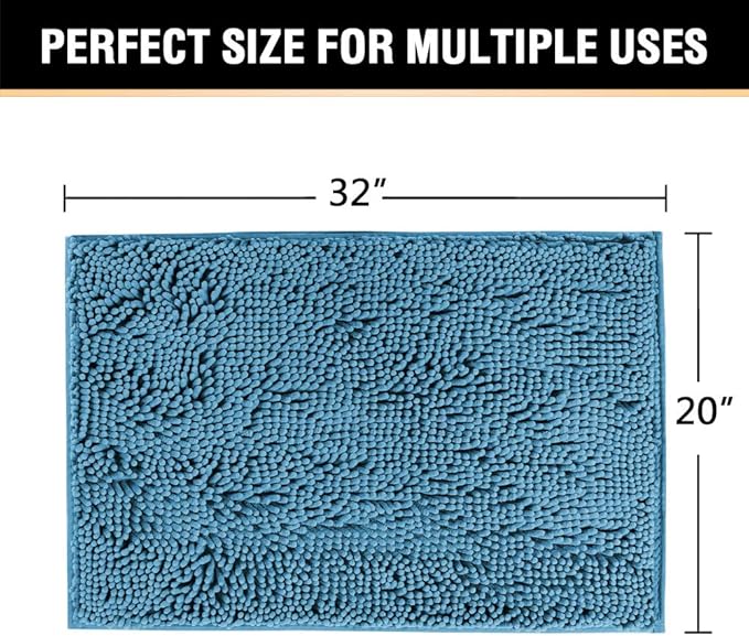 H.VERSAILTEX 20" X 32" Chenille Shaggy Bath Rug, Door Mat, Efficient Water - Image 2