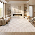GarveeHome Beige Checkered Rug 5×7 Area Rugs by GarveeHome