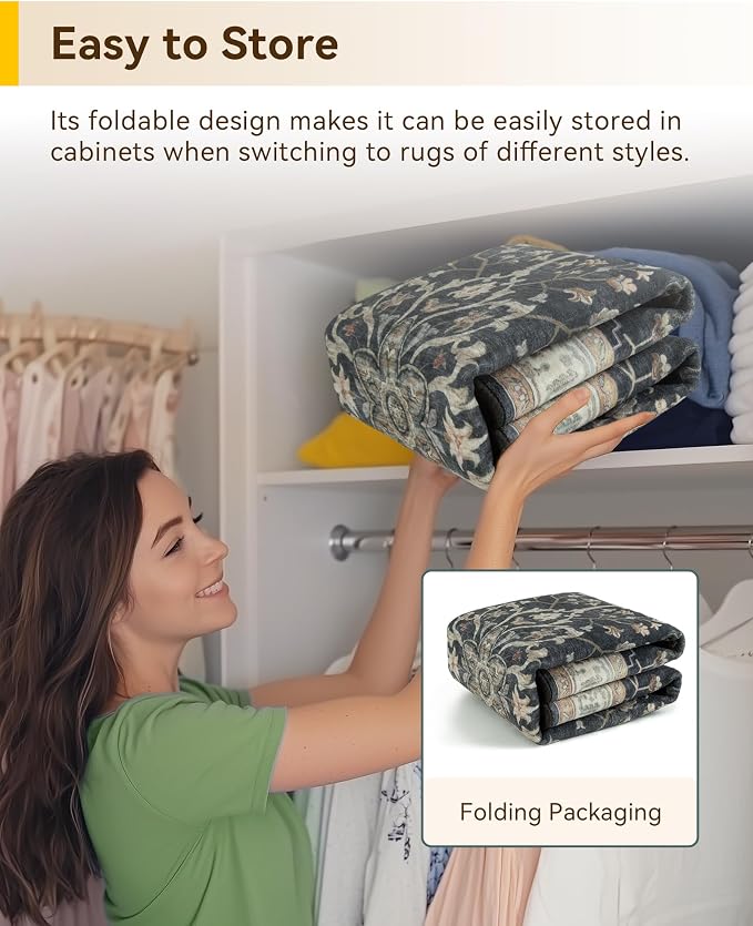 RELEANY Area Rugs Runner 2'x5' Washable Non-Slip, Floral Vintage Distress - Image 5