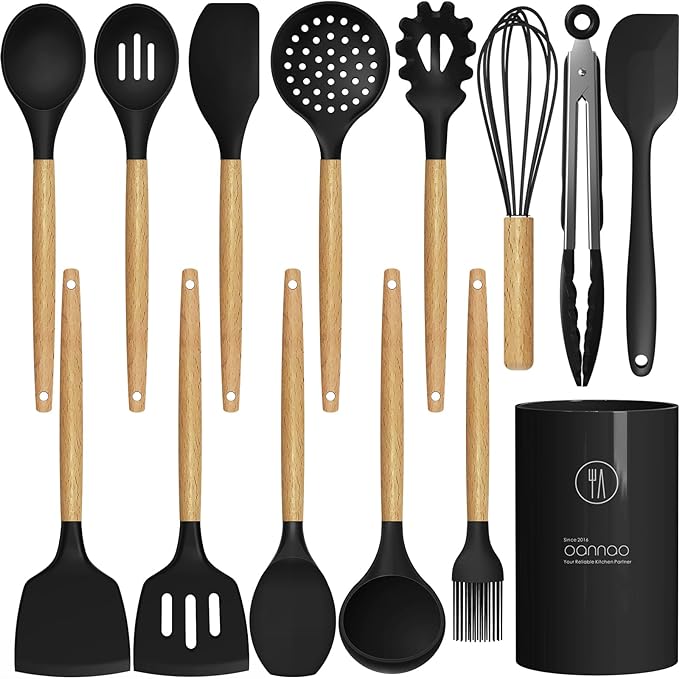 Silicone Cooking Utensils Set Utensil Sets by oannao