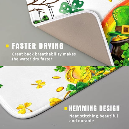 Giwawa St Patrick Dish Drying Mat Small Lucky Clover Tree Shamrock Dish Drainer - Image 3