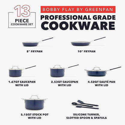 GreenPan x Bobby Flay 13 Piece Nonstick Cookware Pots and Pans Set, PFAS-Free - Image 3