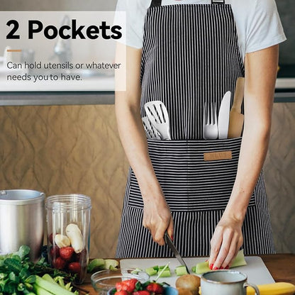 NLUS 2 Pack Kitchen Cooking Aprons, Adjustable Bib Soft Chef Apron - Image 6