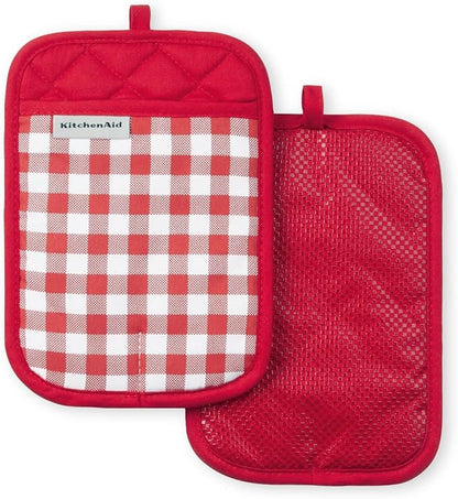 KitchenAid Gingham Pot Holder 2-Pack Set, Passion Red by KitchenAid
