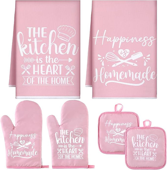 Sratte 6 Pcs Kitchen Decor Accessories Set Farmhouse Towels Pot Holders Oven by Sratte