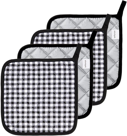 Joyhalo 4 Pack Pot Holders for Kitchen, Cotton Oven Holder by Joyhalo