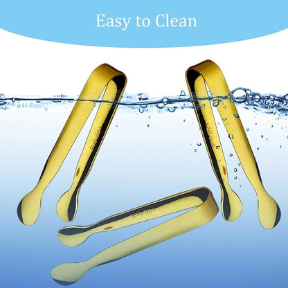 15PCS Mini Tongs for Serving, Metal Tong Stainless Steel Gold Tongs, 4.25Inch - Image 7