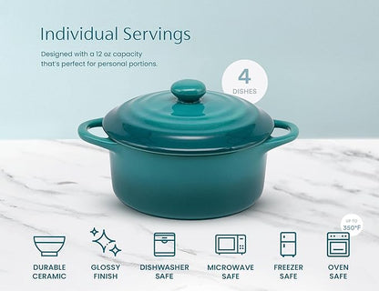 Kook Ceramic Mini Cocotte Set, Small Casserole Dishes - Image 6