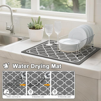 Dish Drying Mats for Kitchen Counter, Waterproof Coffee Mat for Countertop - Image 2