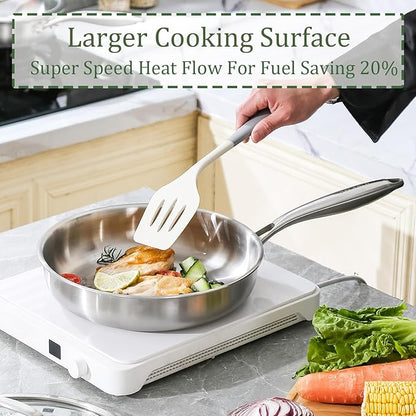 DELARLO Stainless Steel Pan 10.3Inch, Tri-ply Stainless Steel Frying Pan - Image 5