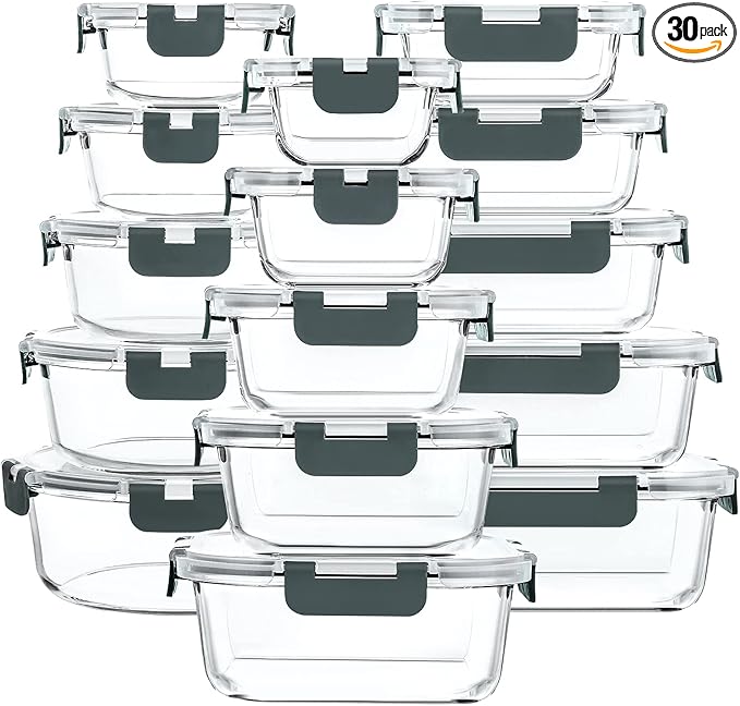M MCIRCO 30 Pieces Glass Food Storage Containers by MMCIRCO