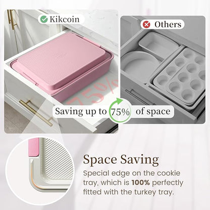 Kikcoin 25 PCS Stackable Baking Pans Set, Non-stick Bakeware Sets - Image 3