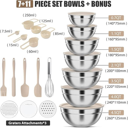 ENVTEK 7-Piece Stainless Steel Mixing Bowls Set - Image 3