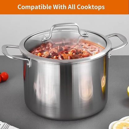 DELARLO Tri-Ply Stainless Steel Soup Pot 12QT, Tri-ply Big Pots - Image 7