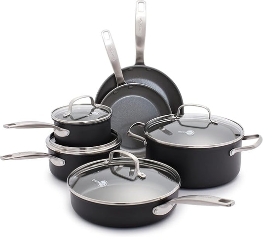 GreenPan Chatham Hard Anodized Healthy Ceramic Nonstick 10 Piece Cookware Pots by GreenPan