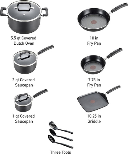 T-Fal Signature Nonstick Pots and Pans Set 12 Piece, Oven Broiler Safe 350F - Image 2