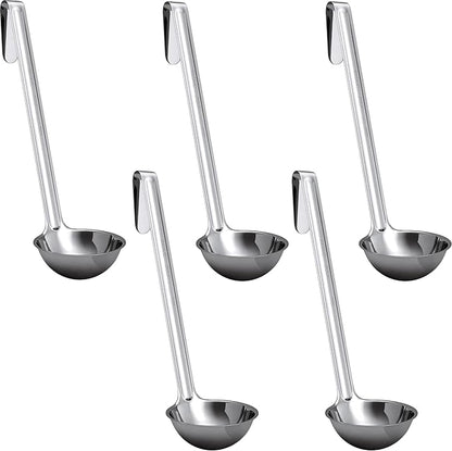 Super Sturdy, Ergonomic 2 Oz. Soup Ladle 5 Pk. Stainless Steel Ladles by FoodRestaurantSupplies