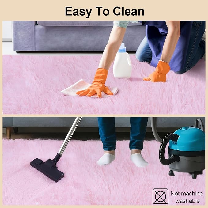 Mugorn Pink Fluffy Soft Rugs for Girls Bedroom, 2x3 Ft Small Shaggy Area Rugs - Image 5