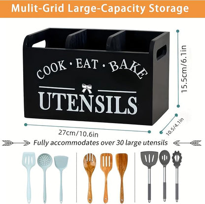 Utensil Holder, Wooden Utensil Holder - Image 3