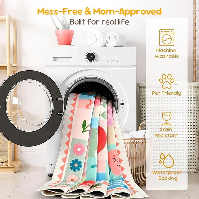 5x7 Washable Kid Bedroom Rug for Girls, Soft Non-Slip Toddler Playroom Carpet - Image 6