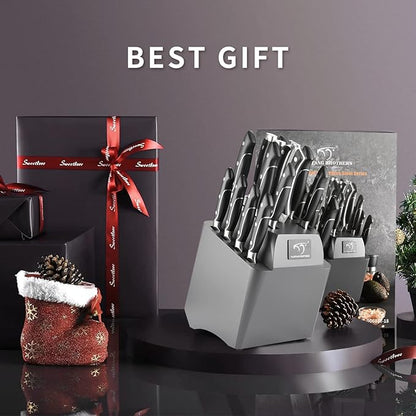 18 Pieces Damascus Kitchen Knife Set, 8 Piece Steak Knives, Non-slip ABS - Image 9