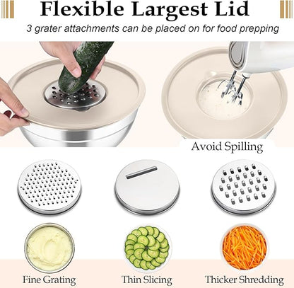 TeamFar Mixing Bowls, for Food Cooking Baking Storing, Khaki - Image 3