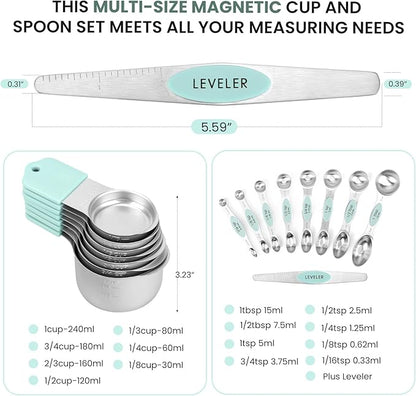 Magnetic Measuring Cups and Spoons Set-Heavy Duty 304 Stainless Steel，Double - Image 6