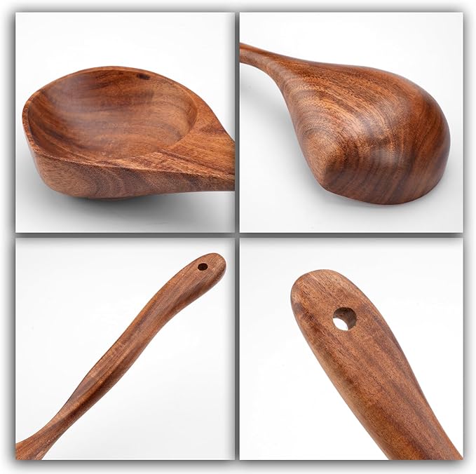 Wooden Ladle Spoon Set, 3 Size Teak Large Soup Ladel Wood Spoons - Image 7