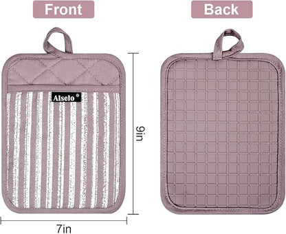 Alselo Silicone Pot Holders Set of 3 Heat Resistant & Non Slip Potholders - Image 2