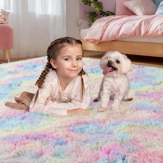 qulint 6x9 Colorful Rug for Bedroom, Large Fluffy Soft Living Room Area Rug - Image 7