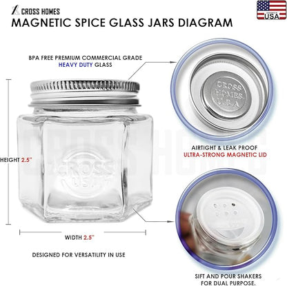 20 Pack Magnetic Spice Jars Large 4 oz Refrigerator Hexagon Glass Spice Jars - Image 3