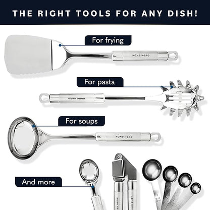 Home Hero 54-Piece Stainless Steel Kitchen Utensils Set - Image 4