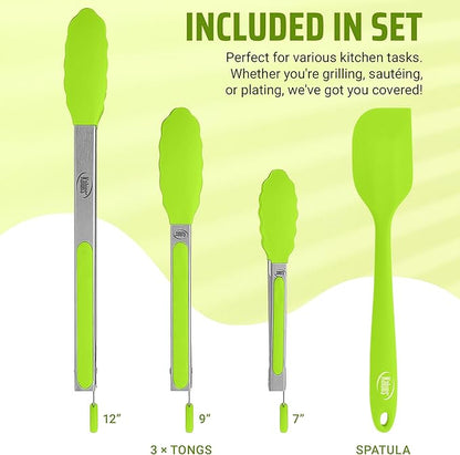 Kaluns Kitchen Tongs for Cooking Grilling Set of 4, BBQ Grill Tongs - Image 2