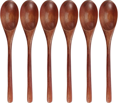 Wooden Spoons, 6 Pieces 9 Inch Wood Soup Spoons by ADLORYEA