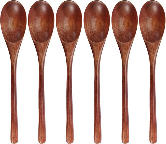 Wooden Spoons, 6 Pieces 9 Inch Wood Soup Spoons by ADLORYEA