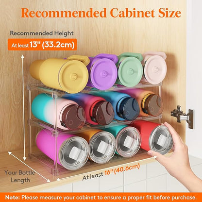 Lifewit Stackable Bottle Storage Organizer, Large Slot Water Bottle Tumbler Cup - Image 3