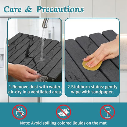 Stone Dish Drying Mat for Kitchen Counter, Absorbent Diatomaceous Earth Bath - Image 3