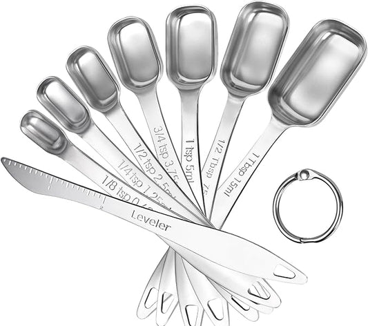 U-Taste Narrow Square Measuring Spoons: 18/8 Stainless Steel Kitchen Measure by U-Taste