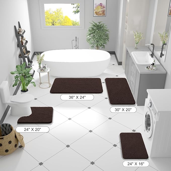 OLANLY Bathroom Runner Rugs 47x20, Extra Soft Absorbent Chenille Bath Rugs - Image 2