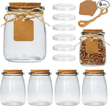 Brajttt Mini Yogurt Jars 6 Pack, 7 oz Glass Favor Jars by Brajttt