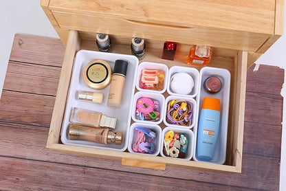 Kutesna 25 PCS White Drawer Organizer Set, 4 Size Interlocking Plastic Storage - Image 3