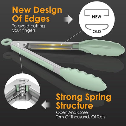 HOTEC Premium Stainless Steel Locking Kitchen Tongs - Image 5