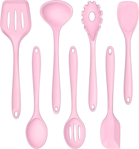 TeamFar Silicone Cooking Utensil Set of 7, Kitchen Nonstick Tools Turner Spoon by TeamFar