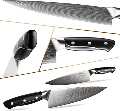 18 Pieces Damascus Kitchen Knife Set, 8 Piece Steak Knives, Non-slip ABS - Image 5