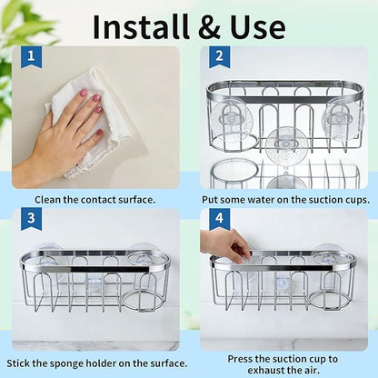 2-in-1 Sponge Holder for Kitchen Sink, Sink Caddy Kitchen Sink Organizer - Image 4