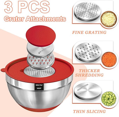 Umite Chef Mixing Bowls with Airtight Lids Set, 3 Grater Attachments & Non-Slip - Image 3