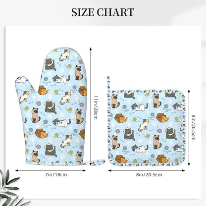 Cute Cat Oven Mitts and Pot Holders Set - Image 5