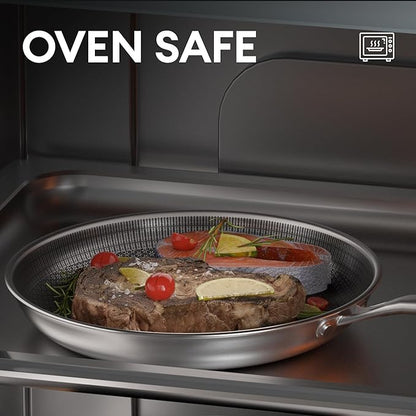 COOKER KING 10-Inch Stainless Steel Pan, Hybrid Nonstick Frying Pan, 3-Ply Clad - Image 6