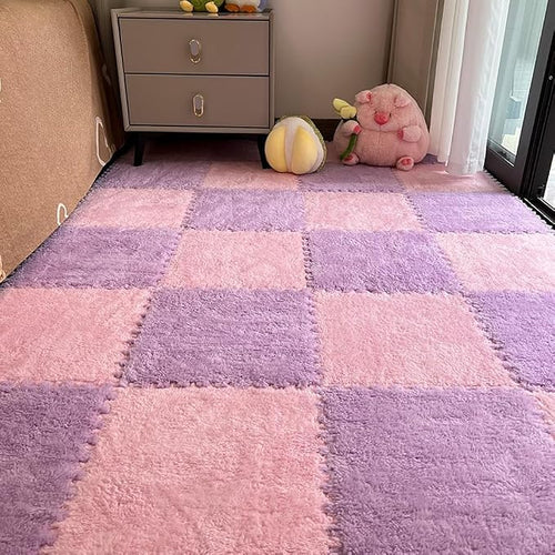 12pcs Carpet Squares Puzzle Floor Mat, Plush Interlocking Carpet Tiles by Unknown